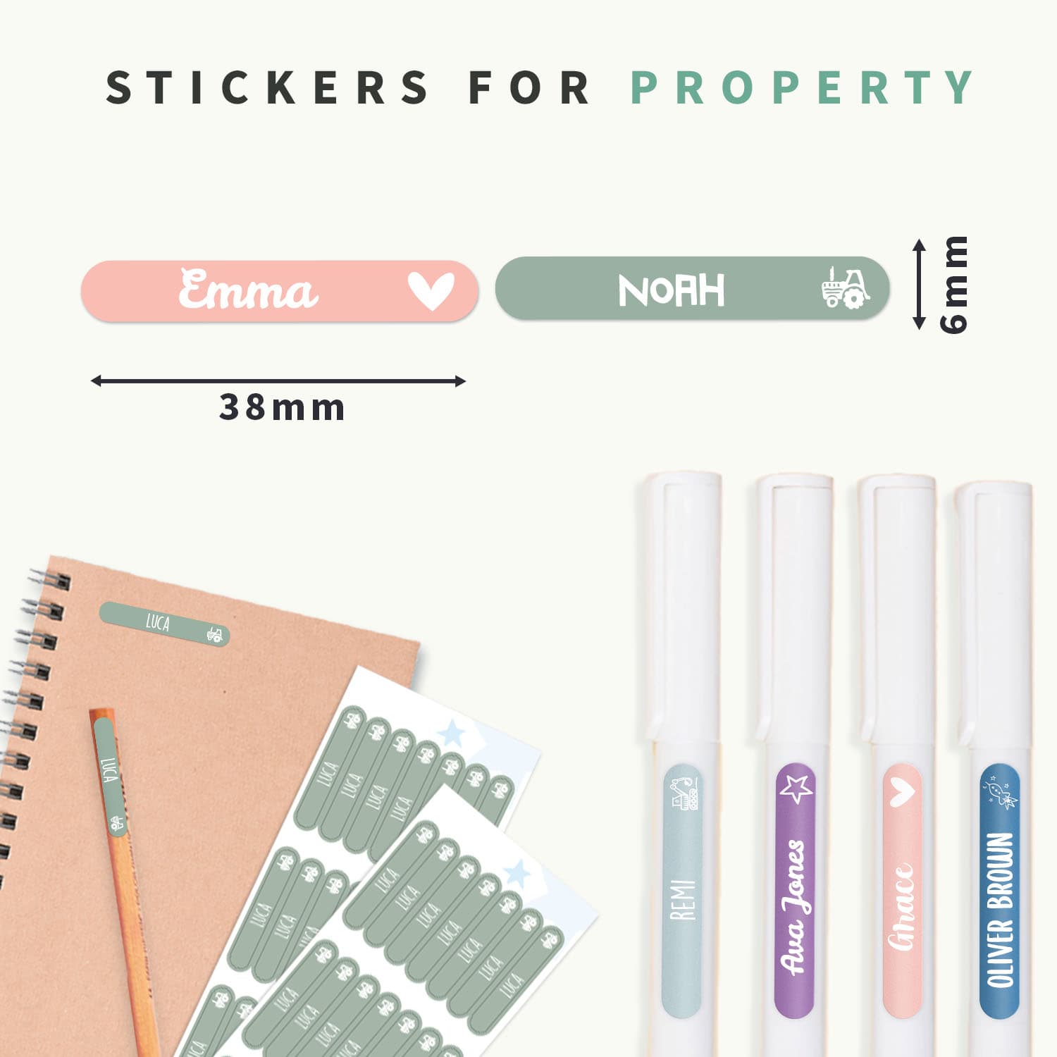 Small Stick On Name Labels (for equipment) – one colour